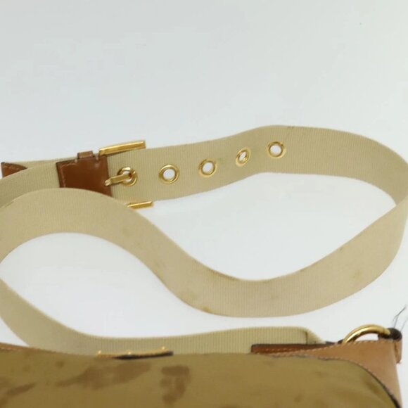 PRADA Shoulder Bag Nylon Leather Beige Gold Auth 140625 - Picture 13 of 16